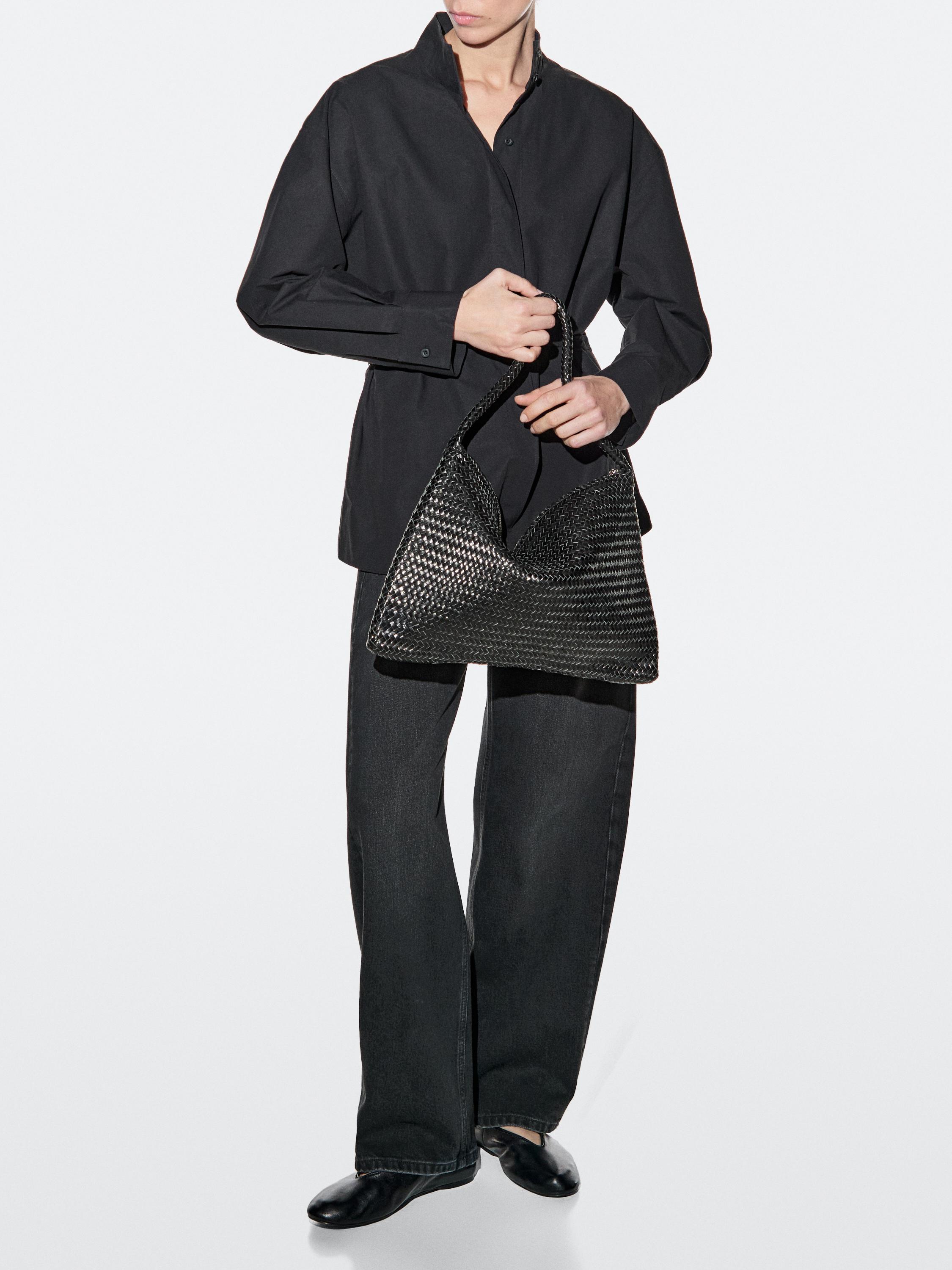 Mid-sized braided leather shoulder bag